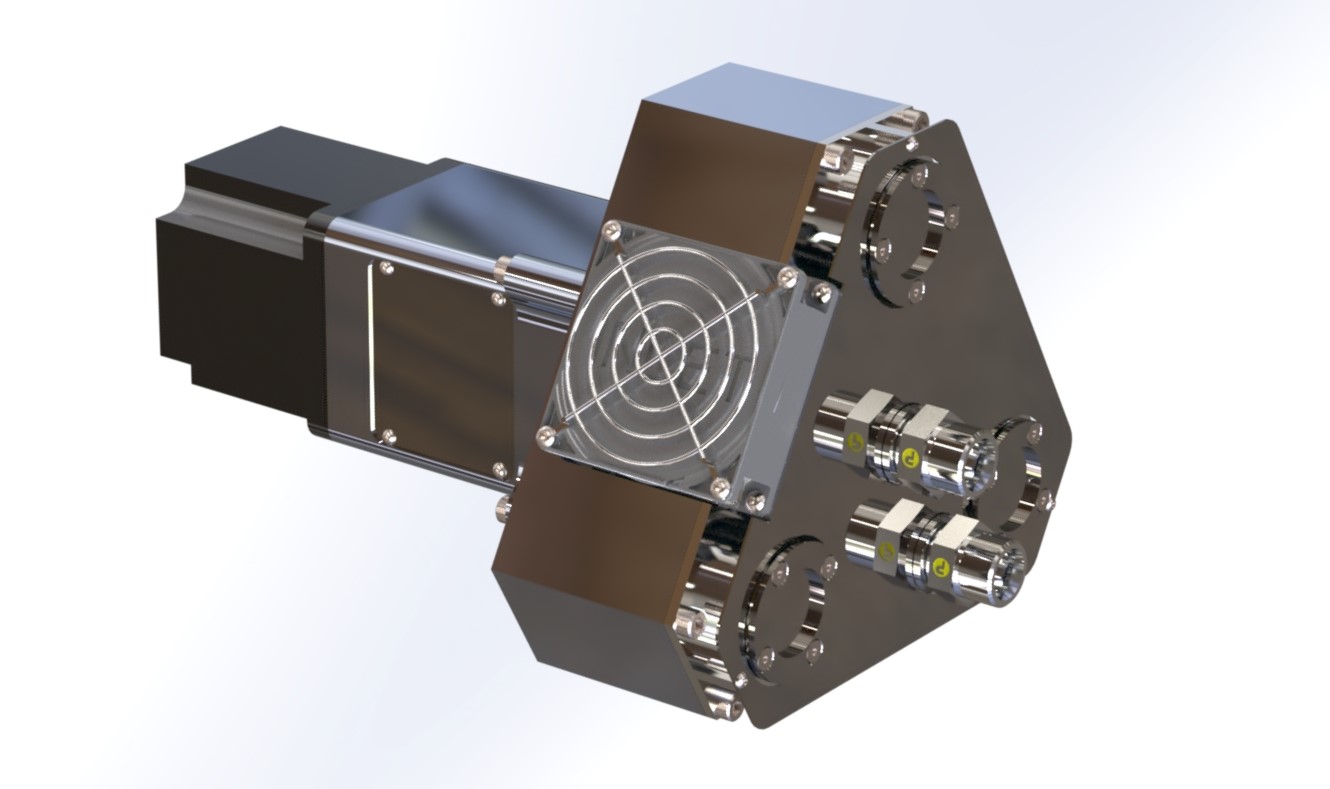 Final HEV scroll-compressor assembly with housing and cooling fan
