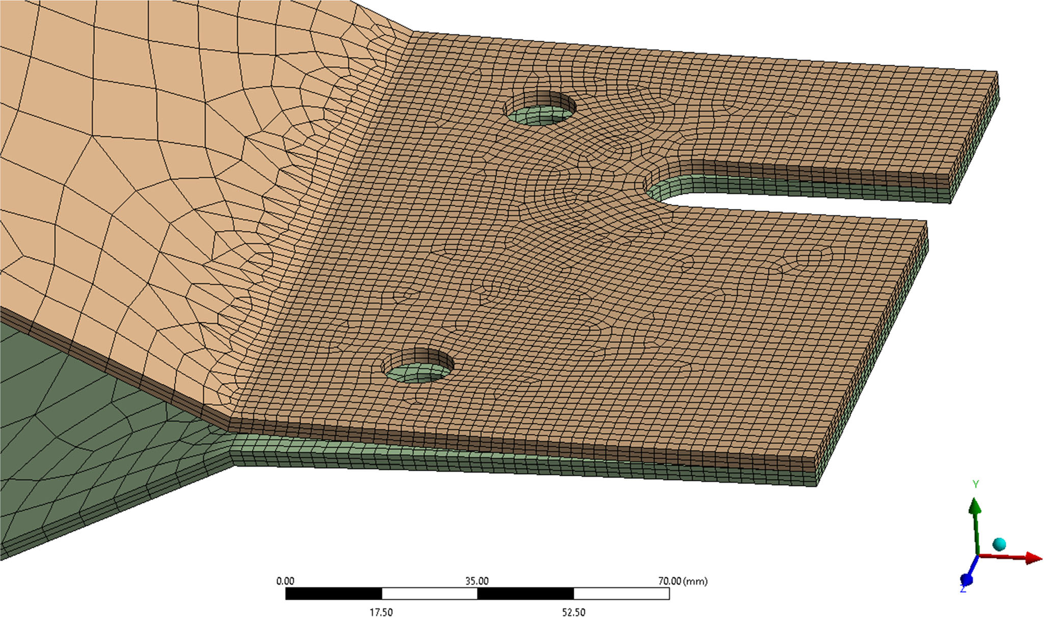 Finite element mesh and contact detail for a sheet-metal brace assembly used in stiffness-aware tolerance analysis