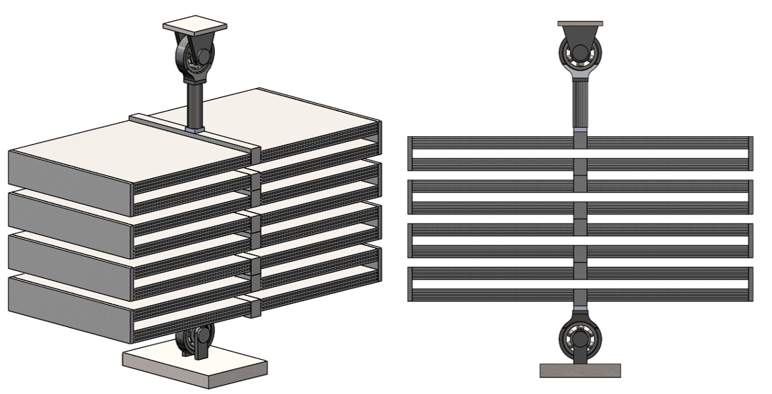 KDamper arrangement using flat elastic metal strip springs
