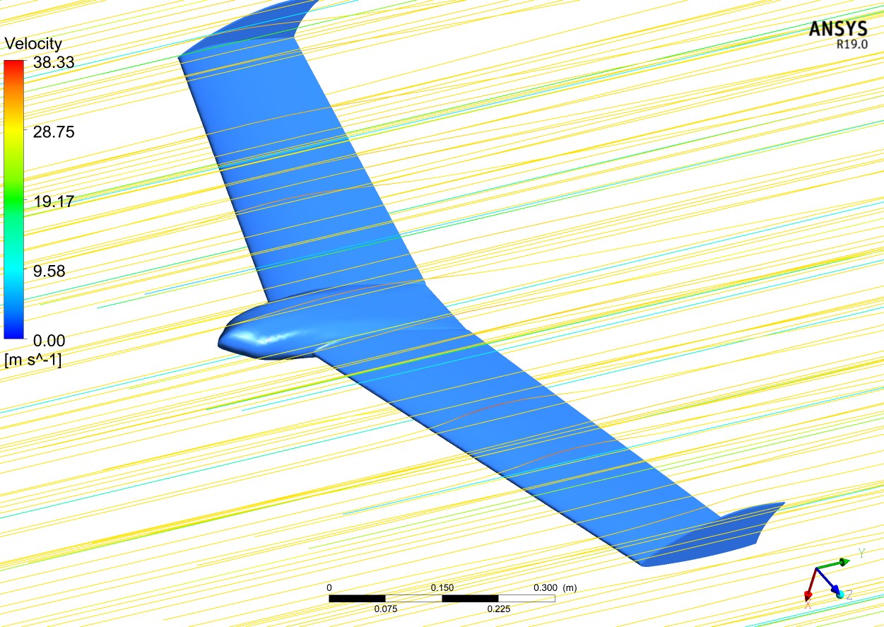 Representative airflow streamlines around a UAV model