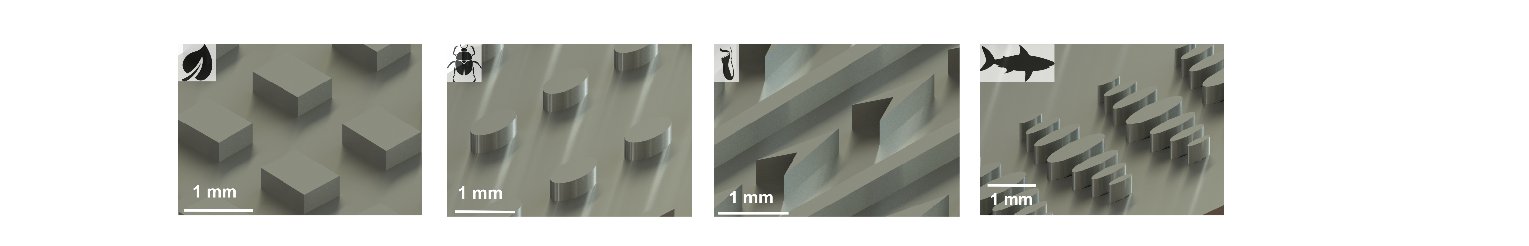 Rendered WETSURF macro-texture concepts used for design comparison