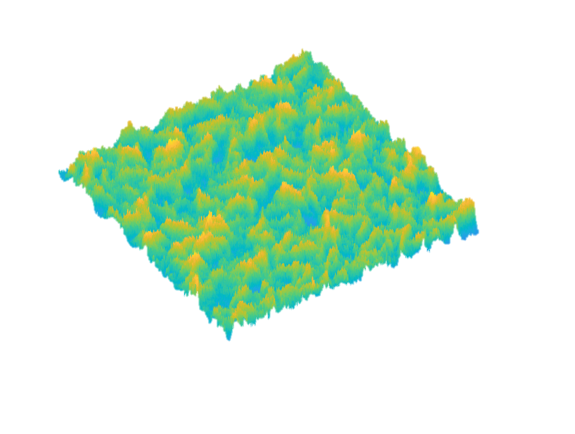 Three-dimensional topography view of a rough engineered surface from the WETSURF workflow